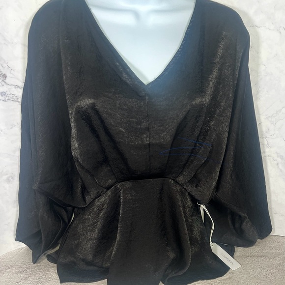 Six/Fifty Women Satin Tunic Top blouse Black Size Small NWT - Picture 2 of 5